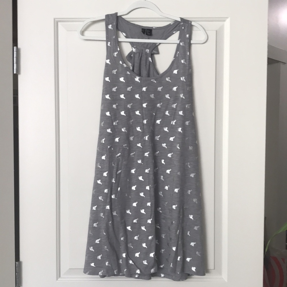 Cynthia Rowley gray & silver elephant coverup dress/nightgown, size small